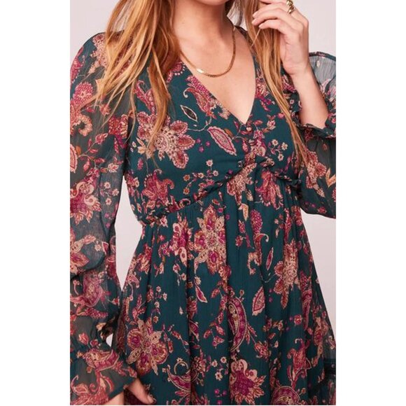 Band of the Free NWT Run the World Pine Paisley Empire Waist Midi Dress Sz S Wom - Picture 10 of 14